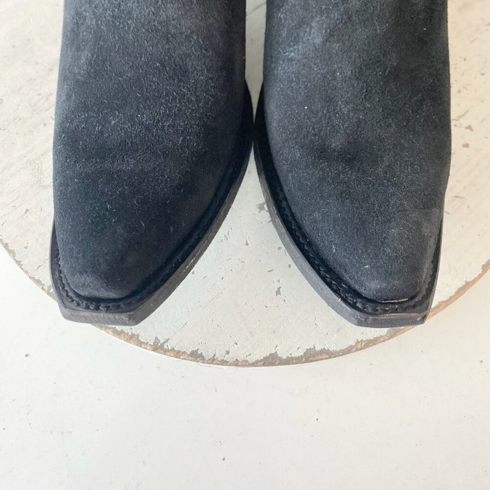 Black Suede Heeled Boots - Picture 6 of 14